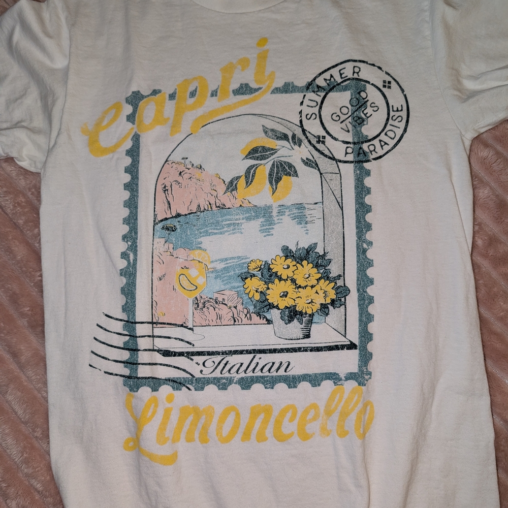 🍋🇮🇹 Capri Limoncello Italian Graphic White T-Shirt - Picture 4 of 9